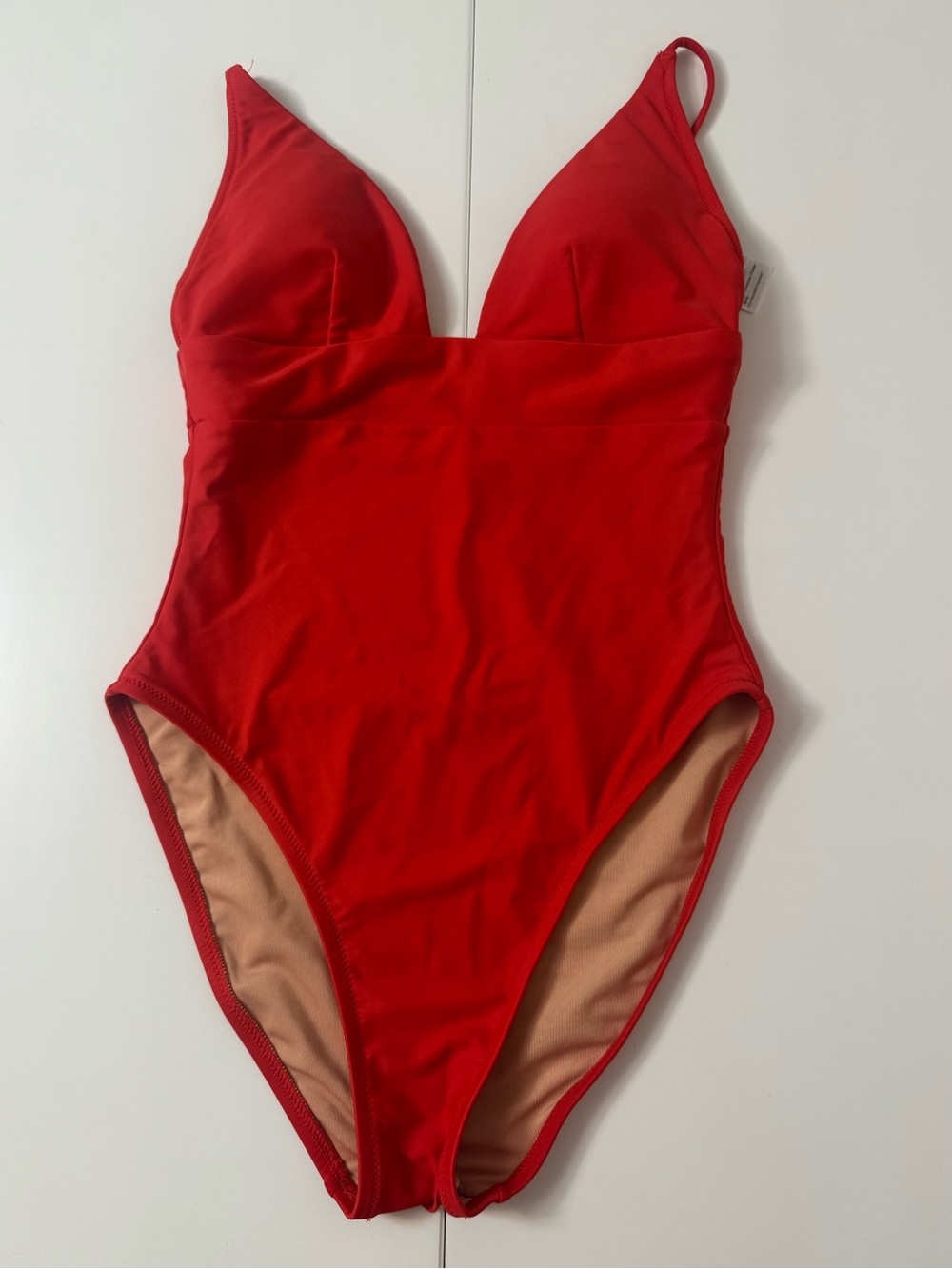 J.Crew Women's Deep V-Neck French One-Piece Swimsuit - Red